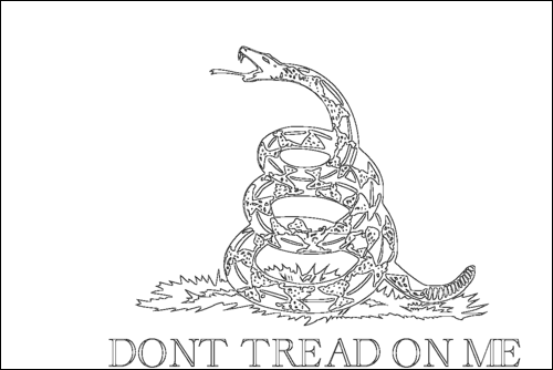 Kontur flagi do kolorowania: Gadsden (USA ok. 1775)