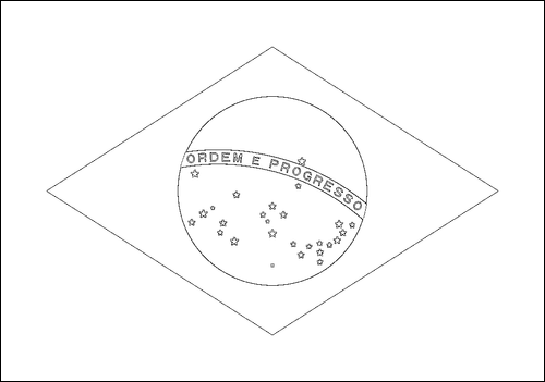 Kontur flagi do kolorowania: Brazylia