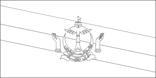 Kontur flagi do kolorowania: Państwo Brunei Darussalam