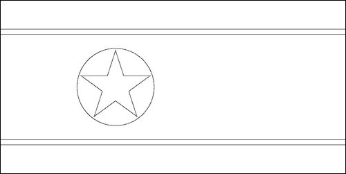 Kontur flagi do kolorowania: Korea Północna