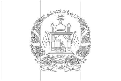 Kontur flagi do kolorowania: Afganistan