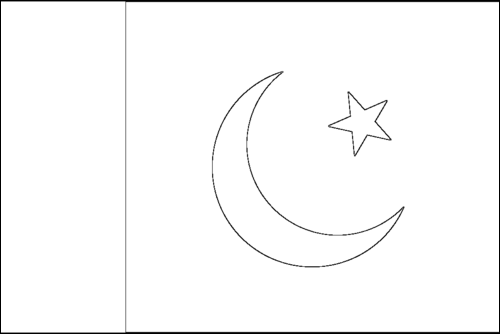 Kontur flagi do kolorowania: Pakistan