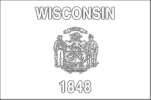 Kontur flagi do kolorowania: Wisconsin