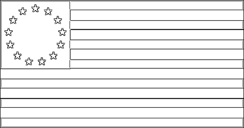 Kontur flagi do kolorowania: Skonfederowane Stany Ameryki (Betsy Ross) (1776-1795)
